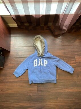 GAP Kids Light Blue Hooded Zip-Up Sweatshirt 3T